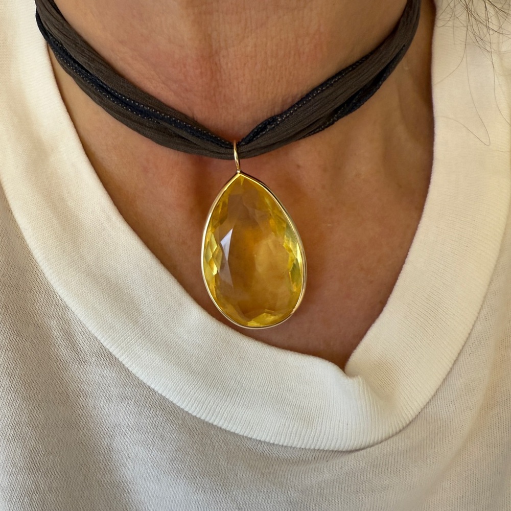 Citrine Teardrop Pendant Necklace